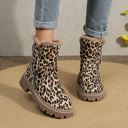 Women's Snow Boots Leopard Print Warm & Stylish