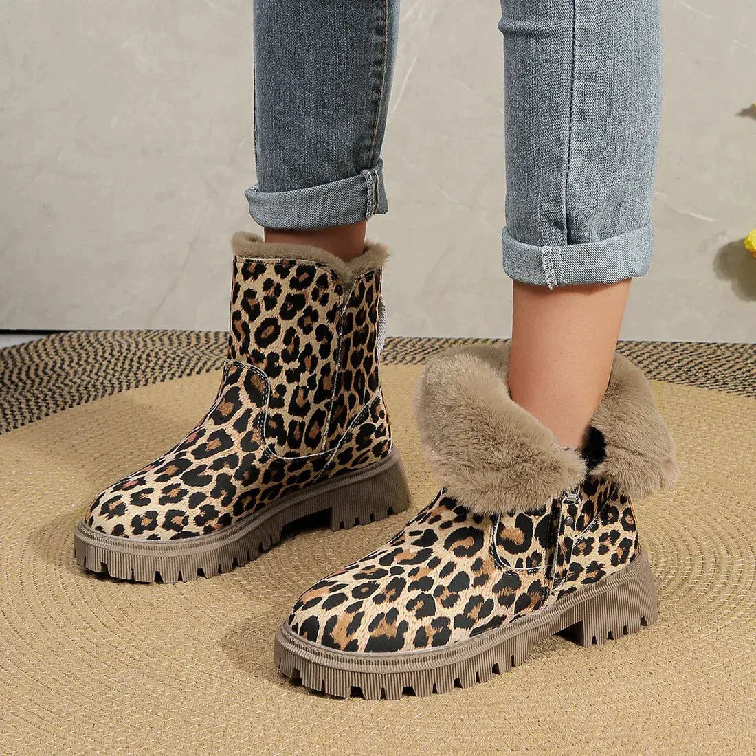 Women's Snow Boots Leopard Print Warm & Stylish