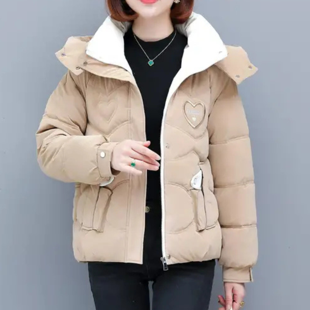 Stylish women's winter coat with hood