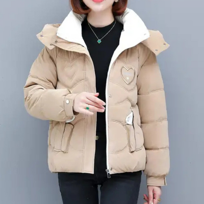 Stylish women's winter coat with hood