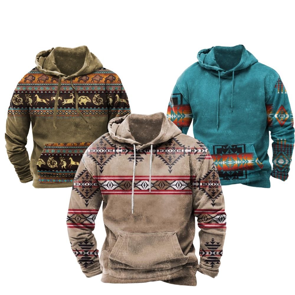 Bequemer Azteken Hoodie Relaxed Fit - IdealeKleiden