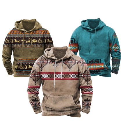 Bequemer Azteken Hoodie Relaxed Fit - IdealeKleiden