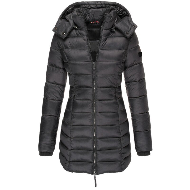 Women's Warm Padded Winter Jacket with Hood