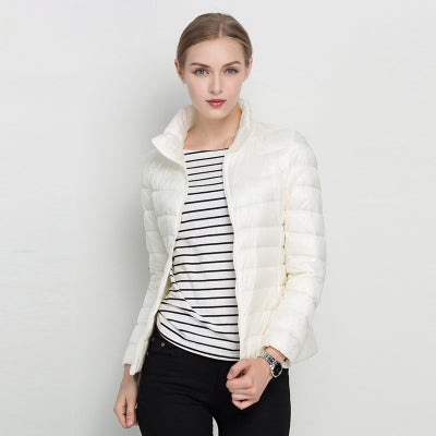 Women's Down Jacket Lightweight Warm Zipper Stand-Up Collar