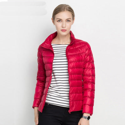 Women's Down Jacket Lightweight Warm Zipper Stand-Up Collar