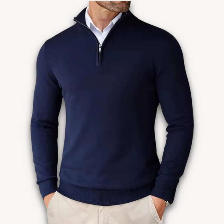 Herren Pullover Baumwolle Viertelreißverschluss