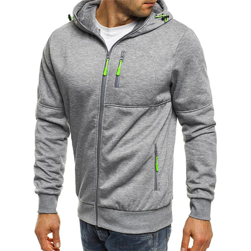 Slim Fit Hoodie with Zipper and Side Pockets