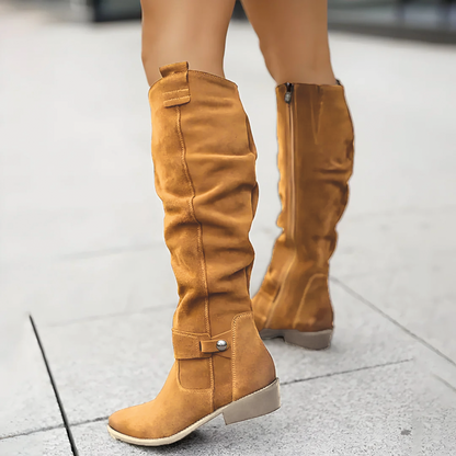 Stylish Knee-High Boots Suede Look