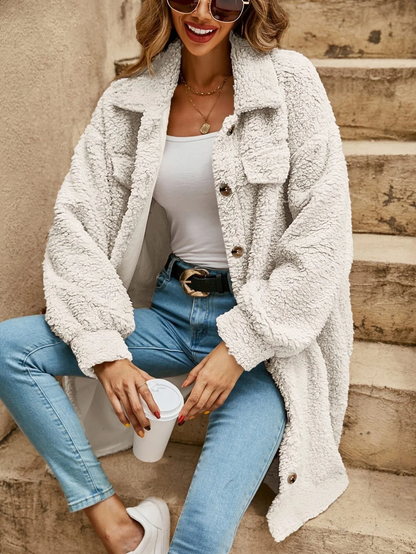 Women's Teddy Cardigan Long Sleeve Button-Down