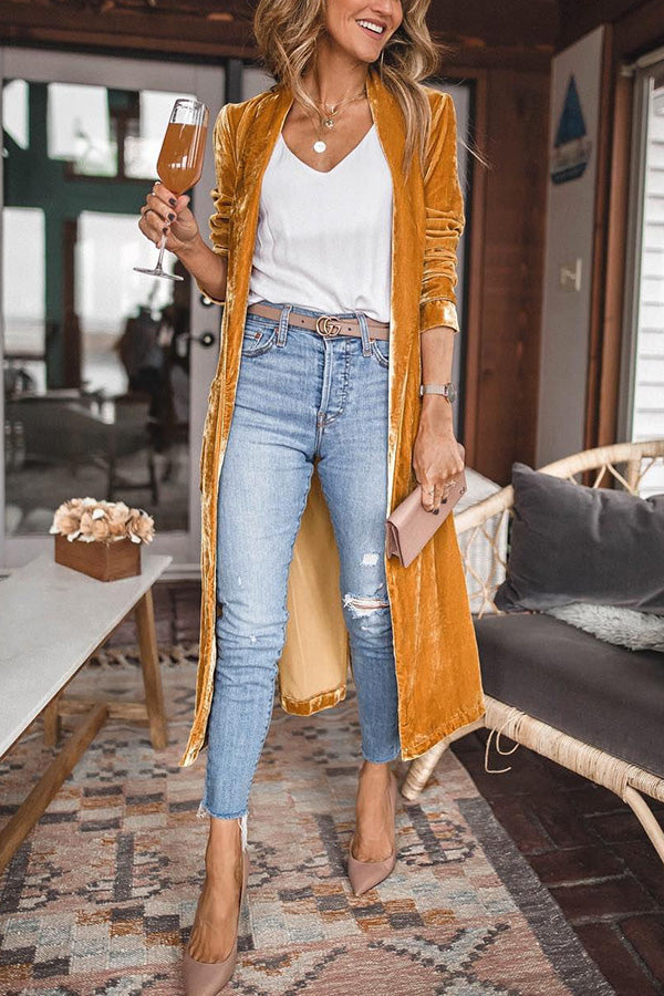Women's Velvet Cardigan Long Sleeve Elegant