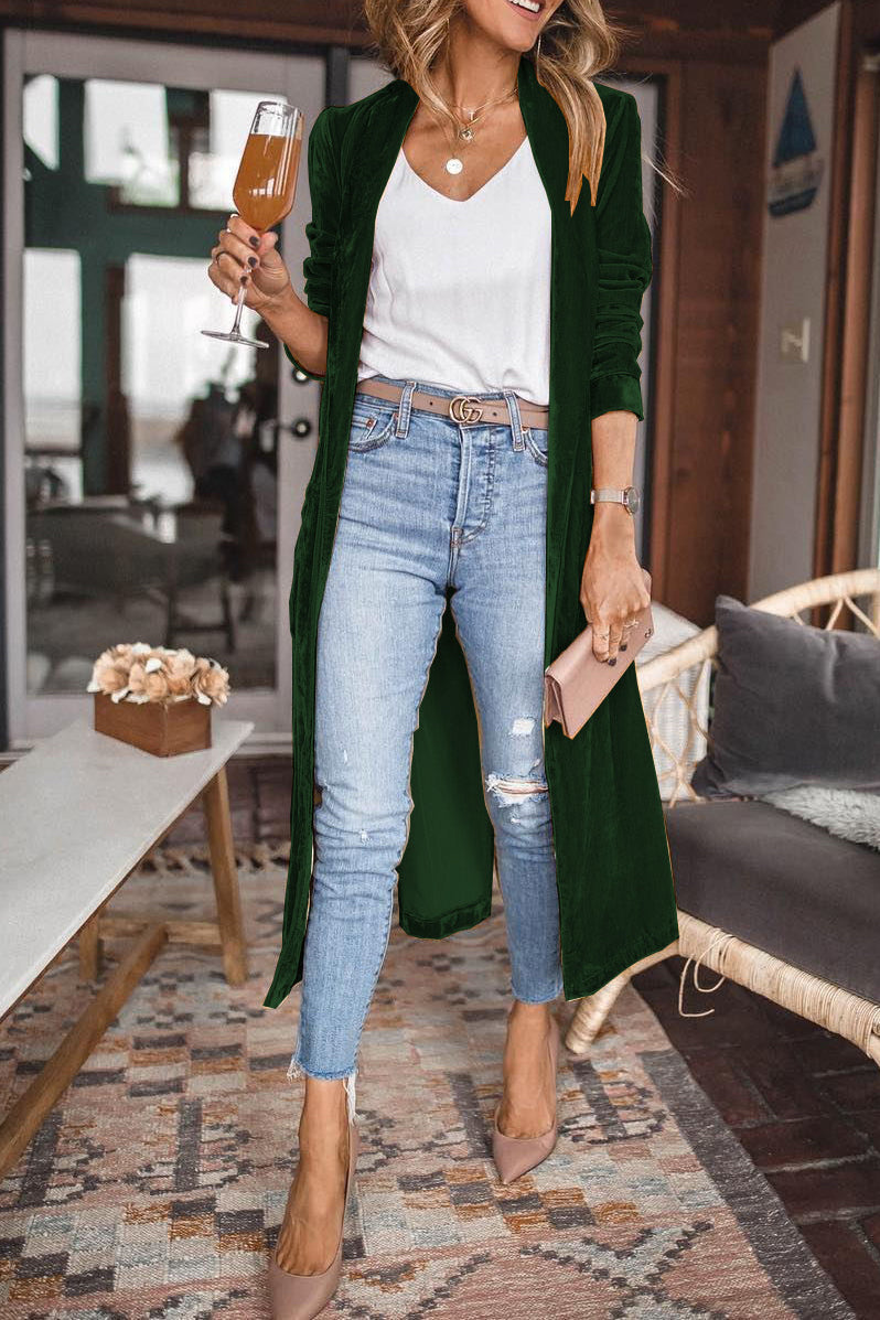 Women's Velvet Cardigan Long Sleeve Elegant