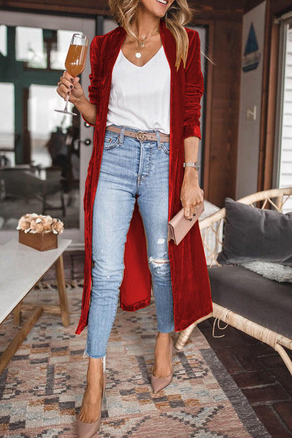 Women's Velvet Cardigan Long Sleeve Elegant