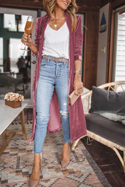 Women's Velvet Cardigan Long Sleeve Elegant