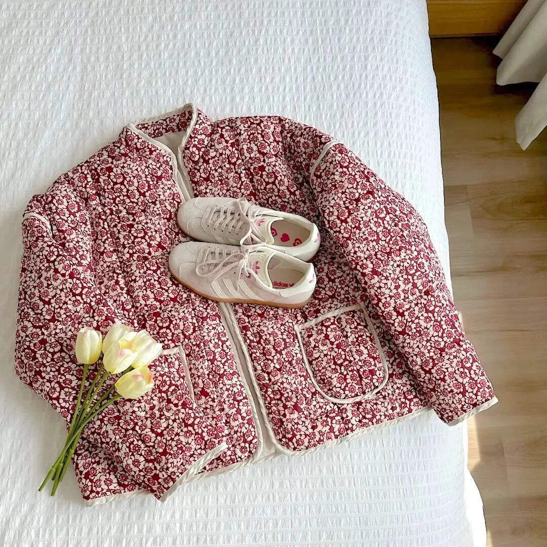 Women's Floral Quilted Jacket Elegant
