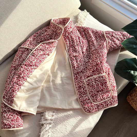 Blumenjacke Damen Steppjacke Elegant - IdealeKleiden