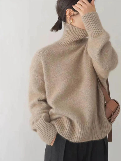 Soft Turtleneck Sweater Modern Style Women's Scarf