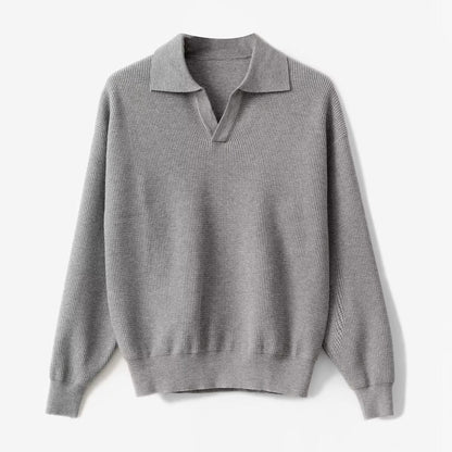 Polo Sweater Casual Knitted Long-sleeved