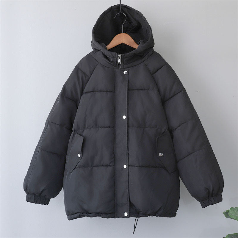 Women's warm winter jacket with hood and pockets