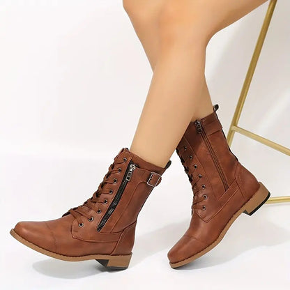 Women's Platform Boots with Laces, Elegant