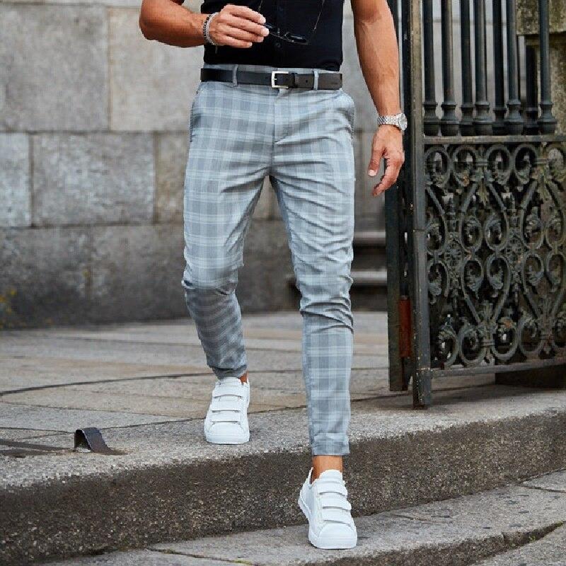 Men's Plaid Chino Trousers Elegant