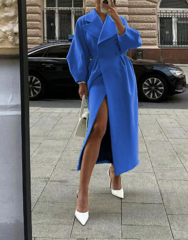 Elegant Women's Wool Coat Winter Classic with Wide Lapel Design → Women's Wool Coat Elegant Winter
