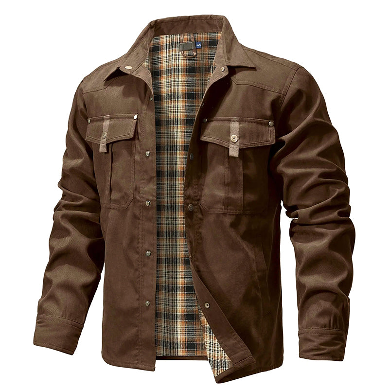 Herren Flanellhemdjacke Warm Gefüttert