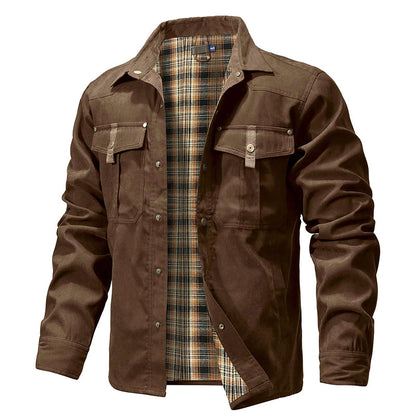 Herren Flanellhemdjacke Warm Gefüttert
