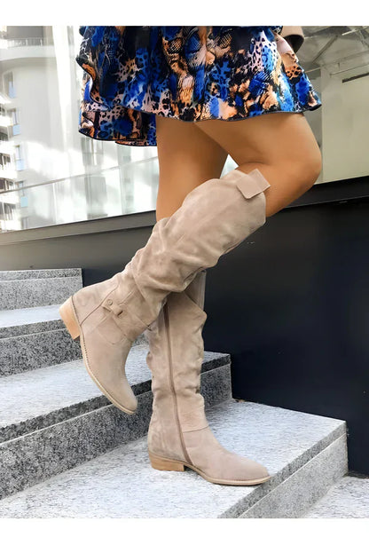 Stylish Suede Knee-High Boots Elegance