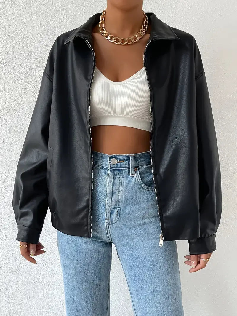 Women's Oversized Fleece Jacket Zip