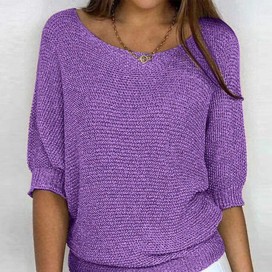 Women's Lightweight Top with Decorative Knit Pattern
