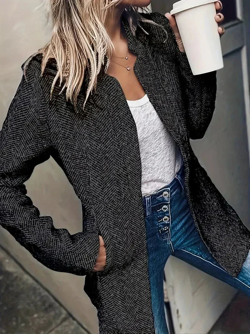 Women's Long Coat Open Front Casual Style