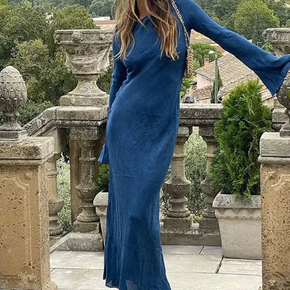 Elegant Maxi Dress Long Sleeve Women's Dress