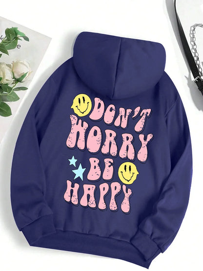 Kuschel Hoodie Damen Worry Be Happy
