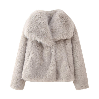 Stylish Women's Faux Fur Coat Luxury Quality