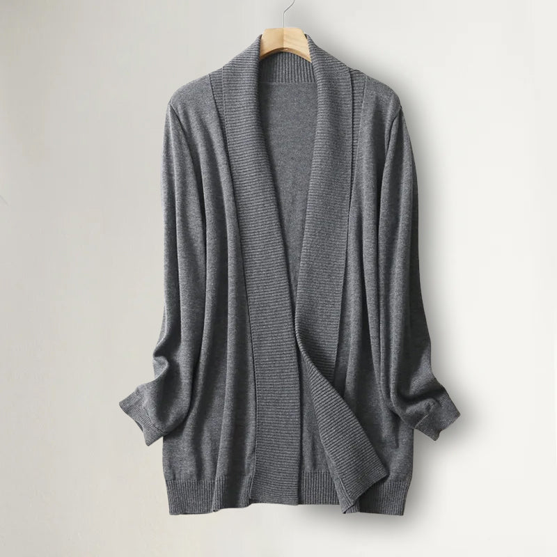 Women's Cashmere Cardigan Open Front Long Sleeve