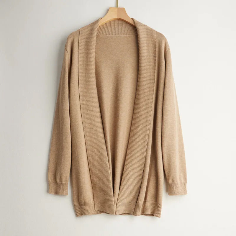 Women's Cashmere Cardigan Open Front Long Sleeve