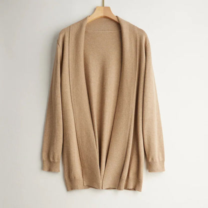 Women's Cashmere Cardigan Open Front Long Sleeve