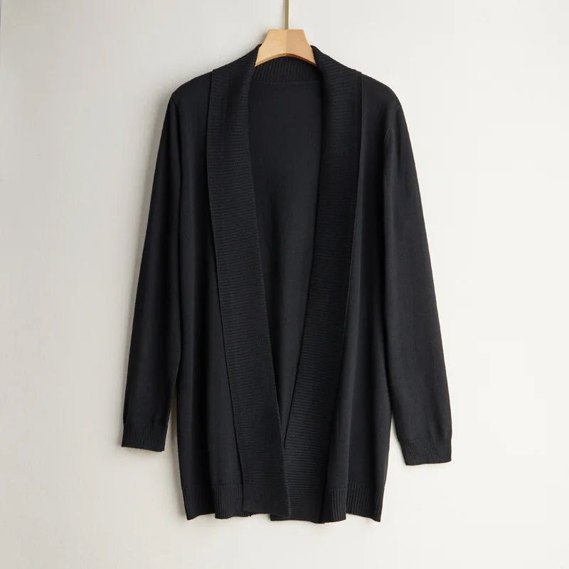 Women's Cashmere Cardigan Open Front Long Sleeve