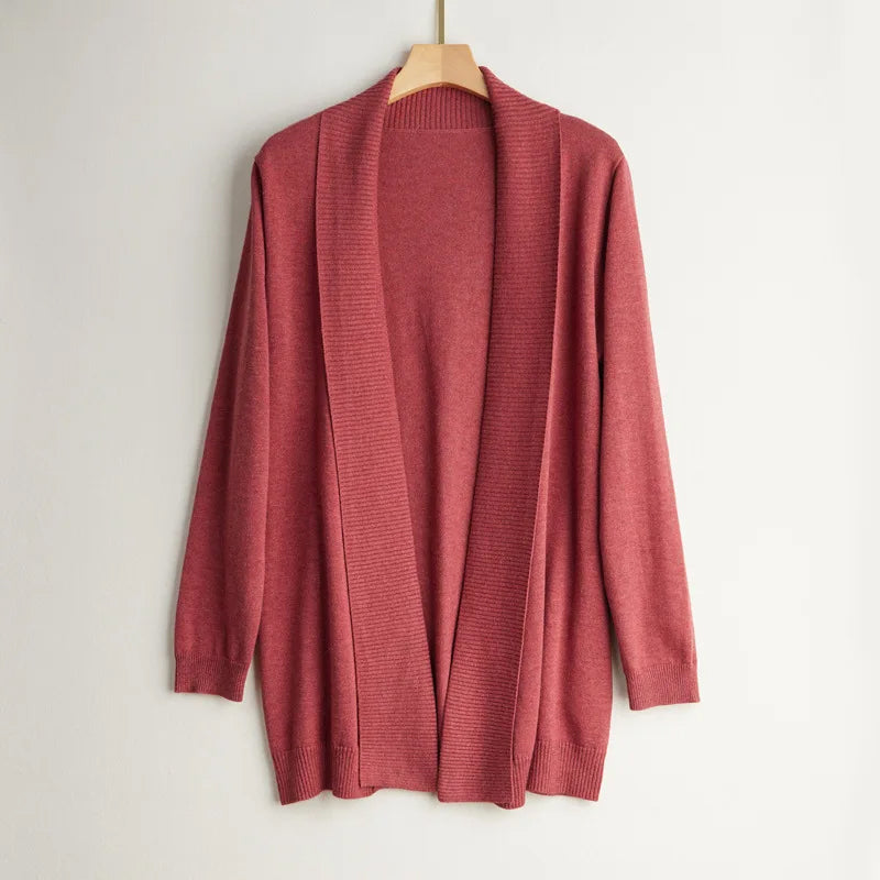 Women's Cashmere Cardigan Open Front Long Sleeve