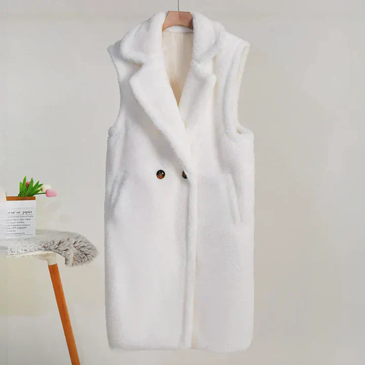 Oversize Teddy Jacket Soft Sleeveless Mid-Length