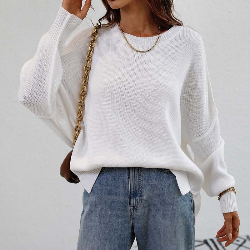 Elegant Knitted Sweater Plain Casual Model