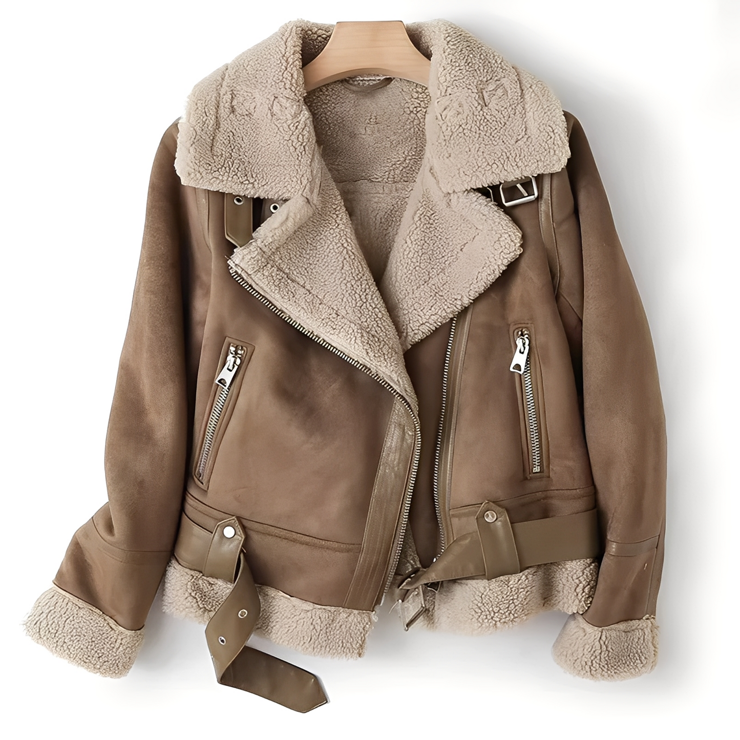 Leather Jacket for Women | Warm Shearling Biker Jacket for Women