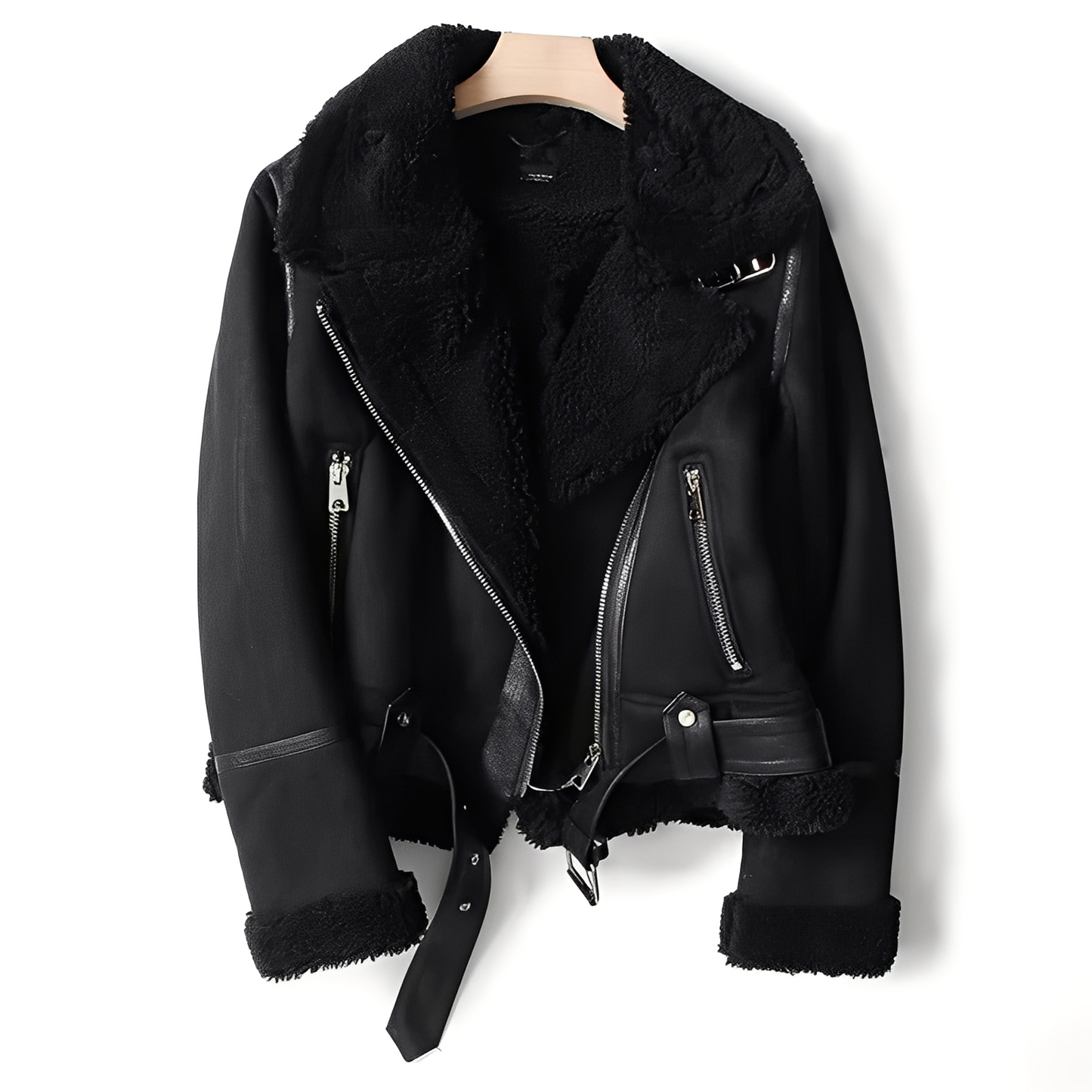 Leather Jacket for Women | Warm Shearling Biker Jacket for Women