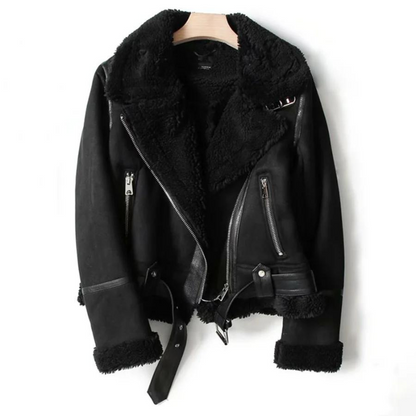 Leather Jacket Sherpa Lining Warm & Stylish
