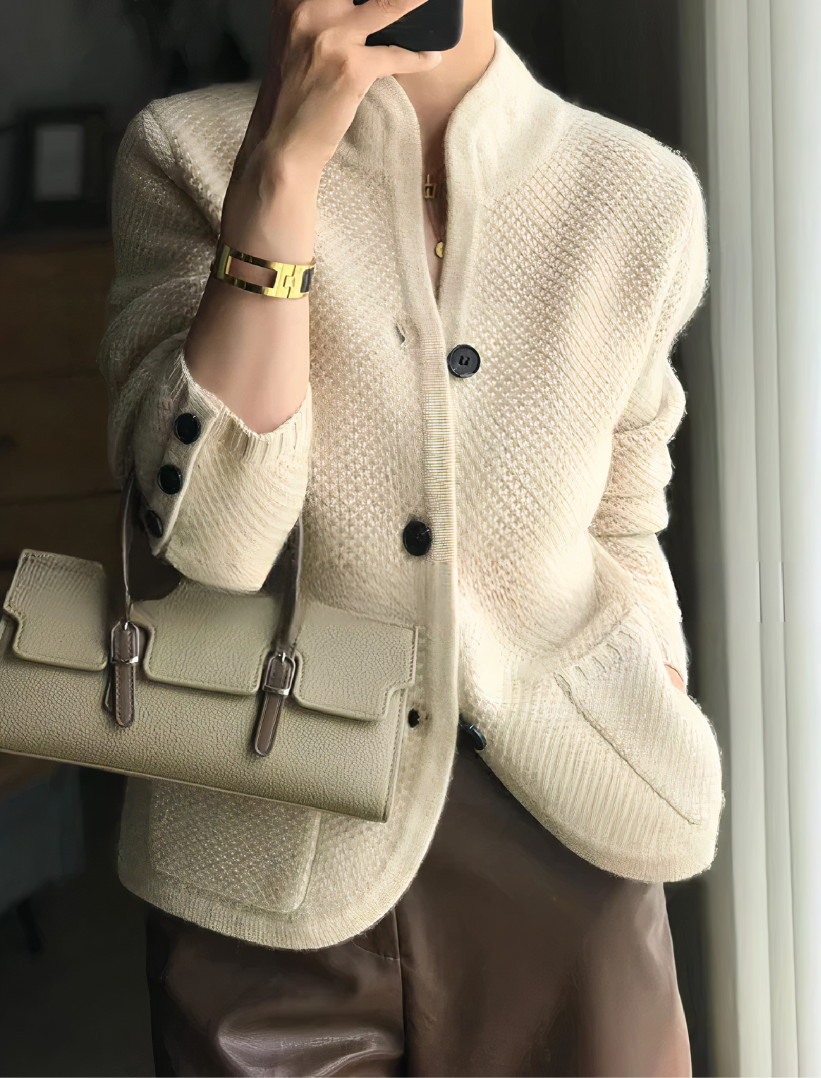Stylische Damenstrickjacke Mit Knöpfen - IdealeKleiden