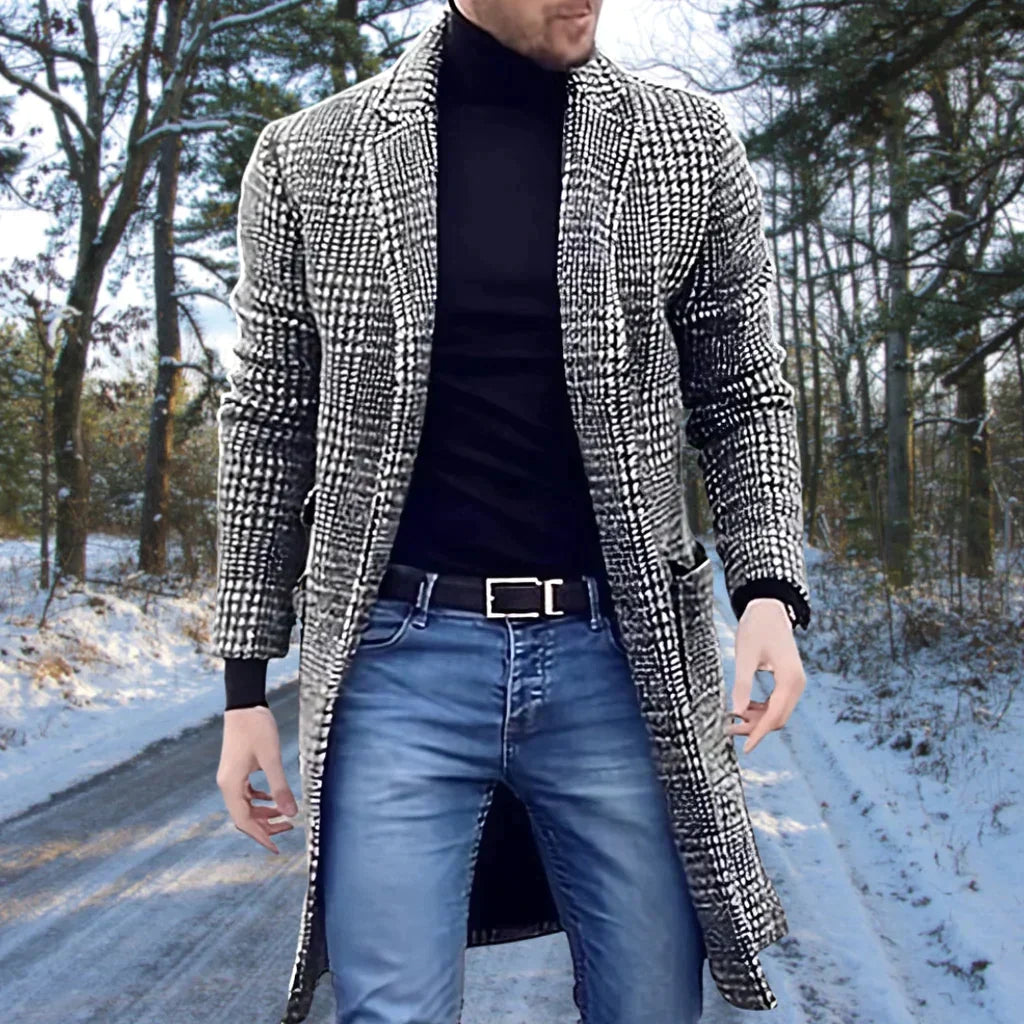Eleganter Karierter Wintermantel Damen - IdealeKleiden