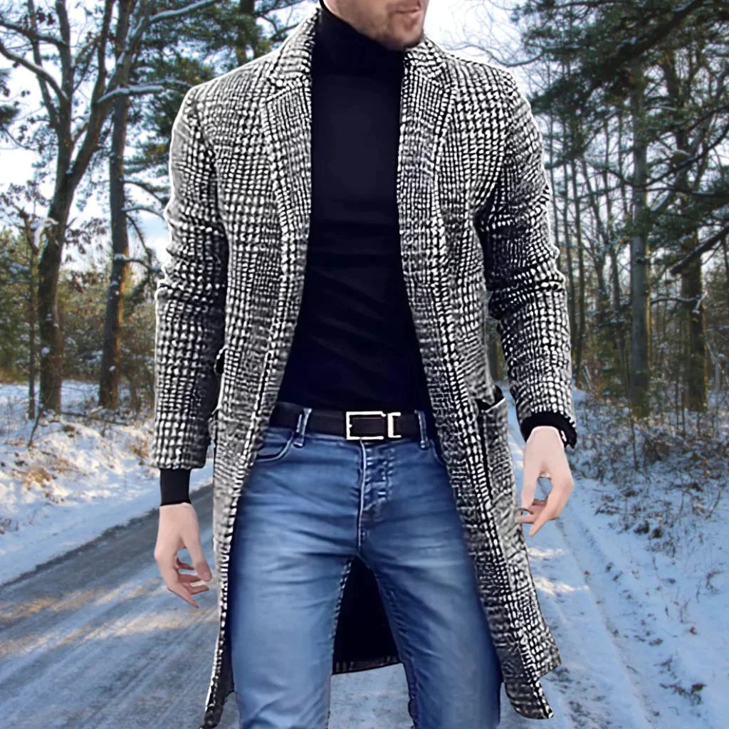 Warm Wool Plaid Coat for Women