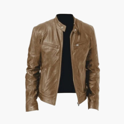 Leather coat biker jacket classic style