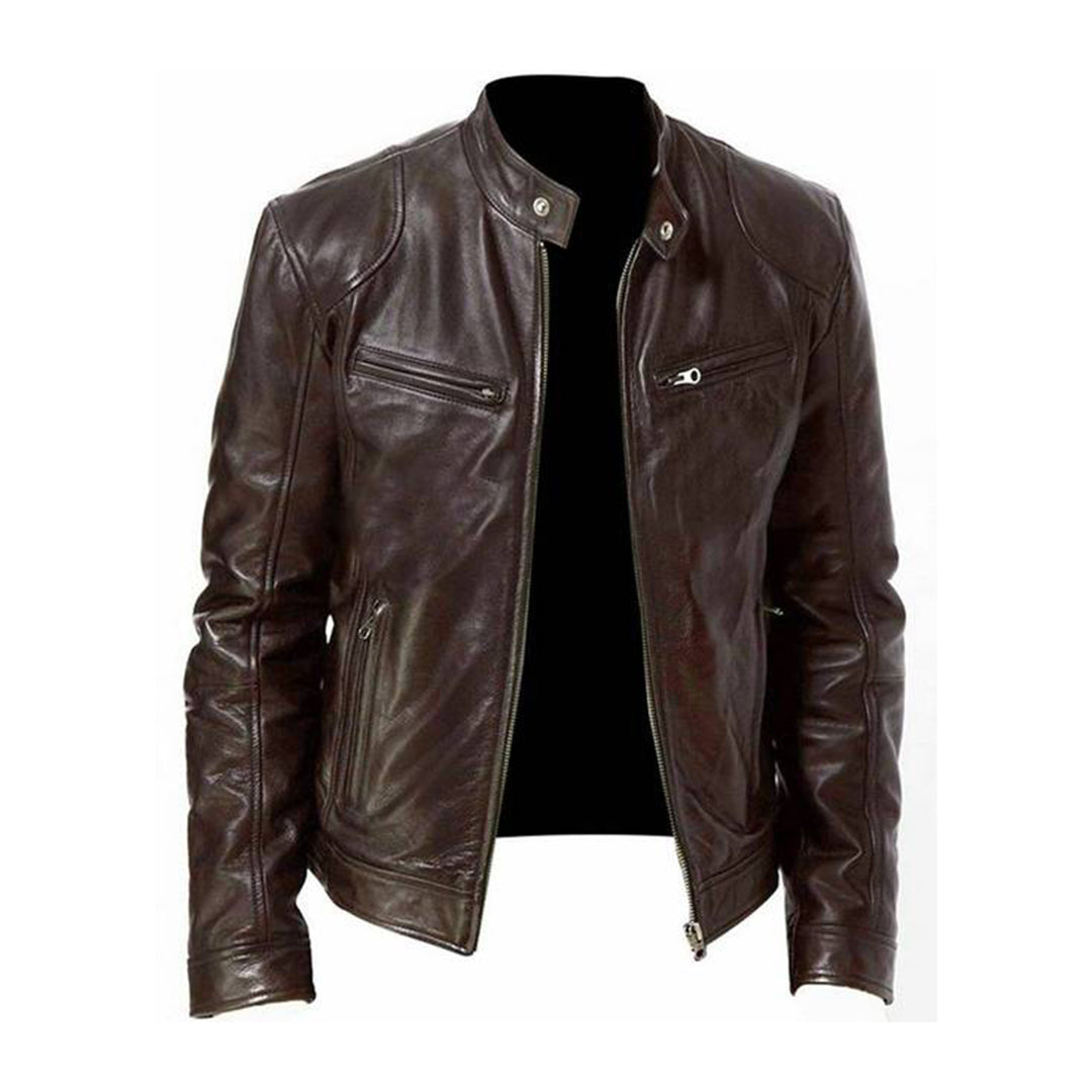 Elegant Men's Leather Jacket Modern Cut