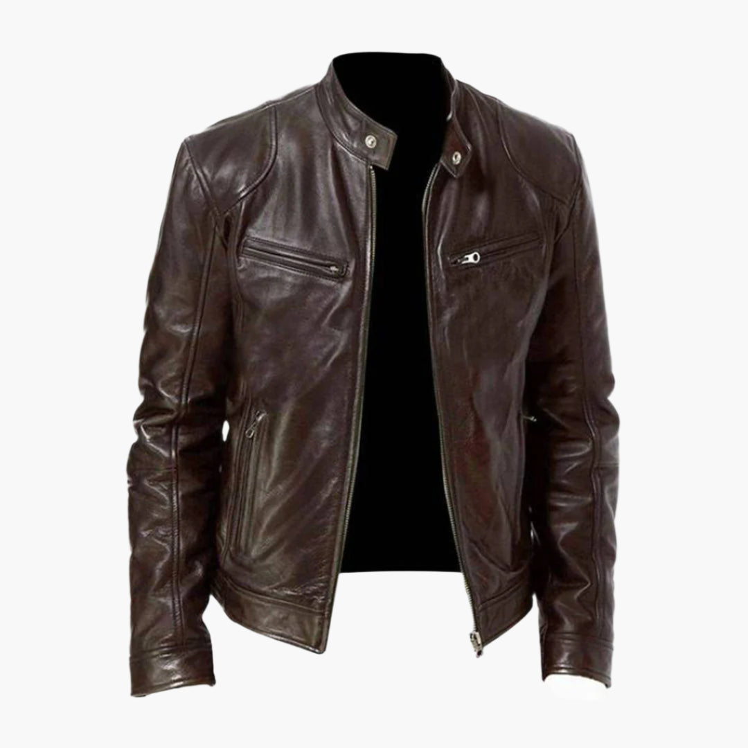 Leather coat biker jacket classic style